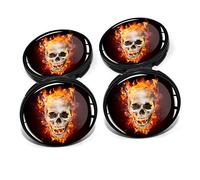4 x Nabendeckel 60mm Durchmesser Nabenkappen Felgendeckel Felgenaufkleber Gel Emblem Doming für Auto Felgen Kfz Tuning Zubehör Radnabenkappen DM006 (Nr. 5 Skull in Flames, Nabendeckel Set)