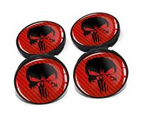 4er Set Nabendeckel 60mm inkl. Skull Carbon Red Doming Aufkleber Felgen DM006