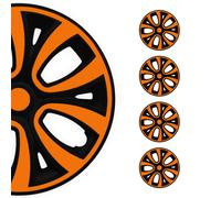 OMAC 4X Radkappen Radzierblenden Radblenden 16" Zoll Stahlfelgen Glänzend Schwarz-Orange