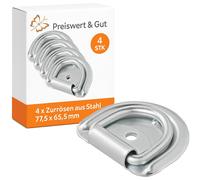 4 x Zurrösen aus Stahl für Lkw und Anhänger - Sichere Ladungssicherung, korrosionsbeständig, einfache Montage, 77,5 x 65,5mm