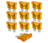 40A KFZ Sicherungen | 12V 24V 32V | 10 Stück | Stecksicherungen für Stromdieb & Sicherungshalter | 19mm Flachsicherungen für Auto, Boot, Motorrad, Wohnmobil & Roller | Ersatzsicherungen