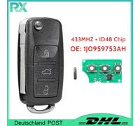 433MHz 3 Tasten für VW Seat Skoda Funk Schlüssel 1J0959753AH CR2032 Batterie
