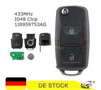 433MHz Funk Schlüssel 2 Tasten für VW Bora Golf 4 T4 T5 Polo Seat 1J0959753AG