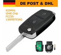 433MHz Funk Schlüssel Fernbedienung + Chip für VW Golf Bora Polo T4 Seat Skoda