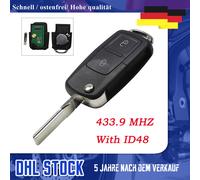 433MHz Funk Schlüssel ID48 für VW Golf 4 IV Bora Polo T4 Skoda Seat 1J0959753AG.