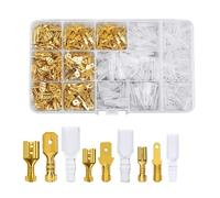 450 Stück kabelschuhe Set, 2,8 mm 4,8 mm 6,3 mm Flachstecker, Männlich & Weiblich Kabelstecker mit Isolierhülse Quetschverbinder für Kfz Motorrad Auto (Gold)