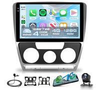 4G+128G Android Autoradio für VW Skoda Octavia 2007-2014 Wireless Carplay Android Auto GPS Navi 5G WiFi, 9 Zoll Incell Touchscreen Autoradio mit Mirror Link Bluetooth FM/RDS EQ/USB/SWC Rückfahrkamera