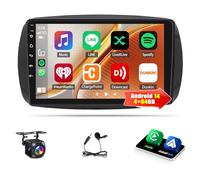 4G+64G Android 14 Autoradio Für Mercedes Benz Smart Fortwo Forfour 453 2014-2022 Navi mit Carplay Android Auto 9Zoll HD Touch Screen Display Bildschirm 2Din Bluetooth WiFi HiFi FM +Rückfahrkamera