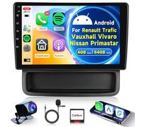 4G+64G Android Autoradio für Renault Trafic Opel Vivaro Nissan Primastar 2010-2014 Wireless Carplay 10.1 Zoll Autoradio mit Android Auto Navi GPS WiFi Bluetooth FM/RDS/DAB/SWC Rückfahrkamera