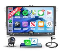 4G+64G Android Autoradio für VW Golf 5 6 Tiguan Polo Passat Touran Caddy Skoda Seat, Wireless Carplay Android Auto, 9 Zoll Touchscreen Radio GPS Navi WiFi Bluetooth FM/RDS/32 EQ/USB/SWC Rückfahrkamera