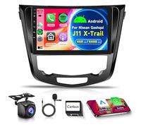 4G+64G Wireless Carplay Android 13 Autoradio 2 Din für Nissan Qashqai J11 X-Trail T32 2013-2017 10.1 Zoll Autoradio mit Android Auto Navi GPS WiFi Mirror Link Bluetooth FM/RDS/32 EQ/SWC Rückfahrkamera