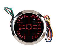 4in1 MultifunktionsMessgerät 85 mm - Ölstand, Öldruck, Wassertemperatur und Spannung für Auto, Motorrad, Wohnmobil und Boot (Schwarz °C/BAR)