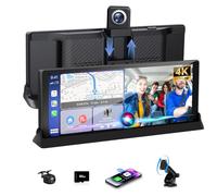 4K Apple Carplay Android Auto Display mit Exklusive Halterung, 350° Drehbare 10,26 Zoll Auto Display Car Play Bildschirm, Buddy Display mit Siri/G-oogle GPS Navigation Bluetooth 64GB TF-Karte