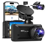 4K-Dashcam vorne und hinten mit WLAN, Dual-Kanal-Autokamera, Parkmodus, Nachtsicht, 32 GB SD-Karte