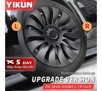 4PCS Radkappe Leistung Automobil Ersatz Radkappe Vollrand Abdeckung Zubehör für Tesla Modell Y 19 Zoll Radkappen 2018-2024 LR matte black B