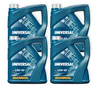 4x 4L Mannol MN7405-4 Motoröl Universal 15W-40 hochwertiges Motorenöl API SG/CD
