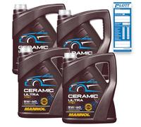 4x 5L Mannol Ceramic Ultra 5W-40 Motoröl passend für VW 502.00 505.00 Porsche A40 MB 229.3 229.5 Renault RN0710 RN0700