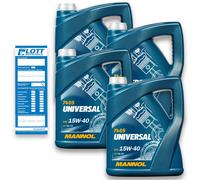 4x 5L Mannol MN7405-5 Motoröl Universal 15W-40 hochwertiges Motorenöl API SG/CD MN7405-5