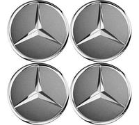 4x 75mm Grau Mercedes-Benz Emblem Nabendeckel Nabenkappen Felgendeckel Neu