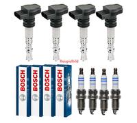 4x ACKOJA Zündspulen + BOSCH Zündkerzen für Nissan Almera II N16 Primera