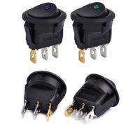 4x Auto KFZ Wippschalter Rund EIN/AUS 12V LED Beleuchtet / 12 Volt Schalter Neu