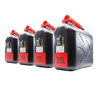 4x Benzinkanister 20L SCHWARZ Kunststoff Dieselkanister Reservekanister Kraftstoffkanister 20 Liter Wasserkanister für Benzin Diesel Wasser AdBlue, 20-Liter-Kanister Außgießer 20 ltr Petrol Can