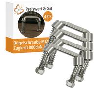 4x Bügelschraube M12 für Zurrösen 82x70 – Zurrmulde Anhänger nachrüsten – Zugkraft 800daN nur mit Gegenplatte U-bügel