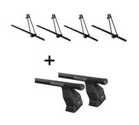 4x Fahrradträger ORION + Dachträger Menabo Tema Stahl kompatibel mit für BMW 6er (G32 Kombilimousine 5 Türer) ab 2017