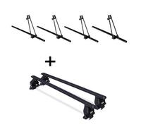 4x Fahrradträger ORION + Dachträger Menabo Tema Stahl kompatibel mit für Renault Clio Collection Steilheck 5 Türer) 2012-2016