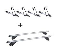 4x Fahrradträger SAGITTAR + Alu Dachträger RB003 kompatibel mit für Peugeot 5008 (5Türer) ab 2017