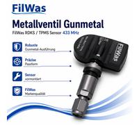 4x FilWas RDKS TPMS 433MHz Gunmetal für Toyota Yaris / GR / Cross (XPA1F