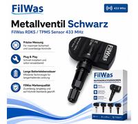 4x FilWas RDKS TPMS Sensor 433MHz Schwarz passend für Skoda Kamiq NW4