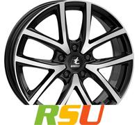 4x itWheels Mira gloss black polished 7.5x18" ET50 LK5 114.3 ML 70.1 Alufelge...