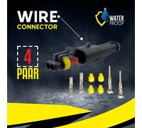 2x KFZ Kabel Motorrad Stecker Kontakt 2 Polig Steckverbinder Wasserdicht IP67