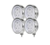 4x LED Fern Scheinwerfer Zusatz Edelstahl Gehäuse mit Standlichtring kein chrom