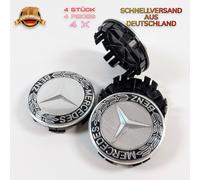 4x Nabendeckel 75mm für MERCEDES BENZ Felgendeckel 75mm Schwarz Nabenkappen