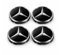 4x Nabendeckel für Mercedes-Benz Felgen Schwarz Glanz Chrom 75mm - 2 Varianten