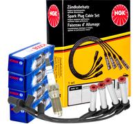 4x NGK 6317 Zündleitungssatz Zündkabelsatz + 4x BOSCH Zündkerze für FIESTA Mk V