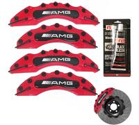 4x PLASTIK Rot Mercedes Scheibenbremse Bremssattel Abdeckung Haltbar + SILIKON