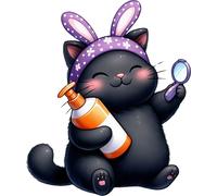 4x Sticker Schwarze Katze Sommer Autoaufkleber 9x9cm Black Cat Urlaub Sonne Set
