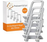 4X Zurrbügel eckig Platte U-Bügel inkl Muttern M 10 Verzinkt