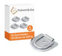 4 x Zurröse 89x85 mm Zurrmulden pro Stck 600kg 588daN D-Rings 70x62mm Zurr-Ring