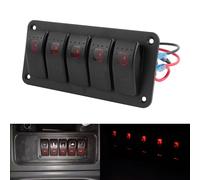 5 Gang Rot LED Schalttafel DC 12V/24V Ein/Aus Schalter Schaltpanel für Boot Auto