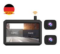 Kabellos Rückfahrkamera Funk Einparkhilfe Set mit 5" HD Monitor + 2X Autokameras