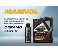 5 Liter MANNOL 0W-30 Legend Extra Motoröl plus gratis Ceramo Ester Additive