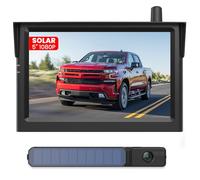 5“ Solar Rückfahrkamera Kabellos Set, 3 Min DIY Installation, HD1080P Monitor Unterstützt 2 Channels, IP69K Wasserdicht für Auto, SUV, Van, Wohnmobil Foxpark