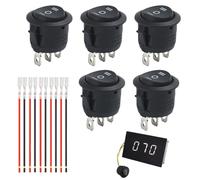 5 Stk Kippschalter 12v Rund,Wippschalter 12v 3 Polig,Mini Wechselschalter,Kippschalter 3 Position Wasserdicht Rund Schwarz Schalter mit 15cm Gewinde,Rocker Einbauschalter für Auto Boot Haushaltsgeräte