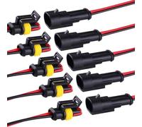 5 Stück 2-polige wasserdichte elektrische Steckverbinder, Kabel Steckverbinder Stecker mit Kabel, für Autos mit Draht 16 AWG Marine-Steckverbinder Auto, KFZ, LKW, Boote, Roller, Motorrad