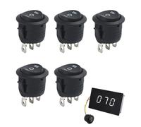 5 Stück Kippschalter 12v Rund,Wippschalter 12v 3 Polig,Mini Wechselschalter,Kippschalter 3 Position Wasserdicht Schwarz Schalter,Wechselschalter Rund,Einbauschalter für Auto Boot Haushaltsgeräte