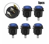 5 Stück Schalter Rund Blau LED beleuchtet 12V Auto Boot LKW Kippschalter